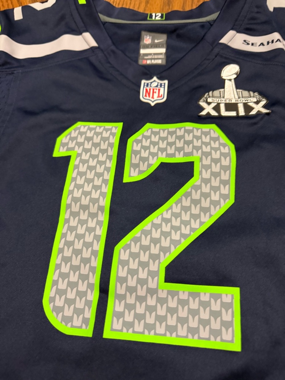 Nike Navy and Neon Green Seahawks #12 FAN Jersey - Picture 8 of 9